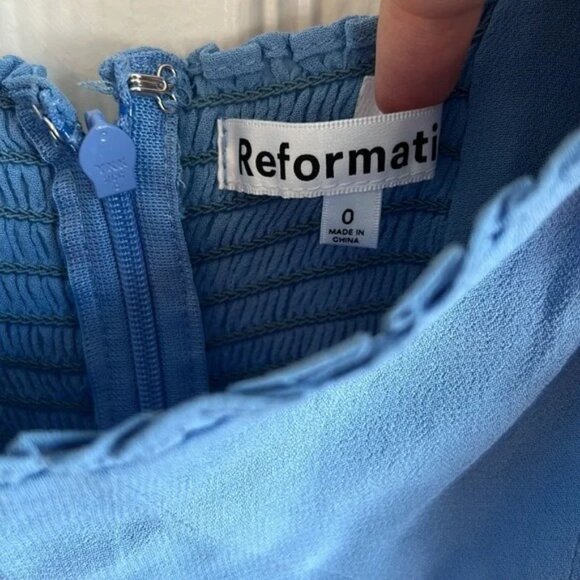 Reformation Nikita Midi Dress in Azure Blue Size 0 - Picture 9 of 11